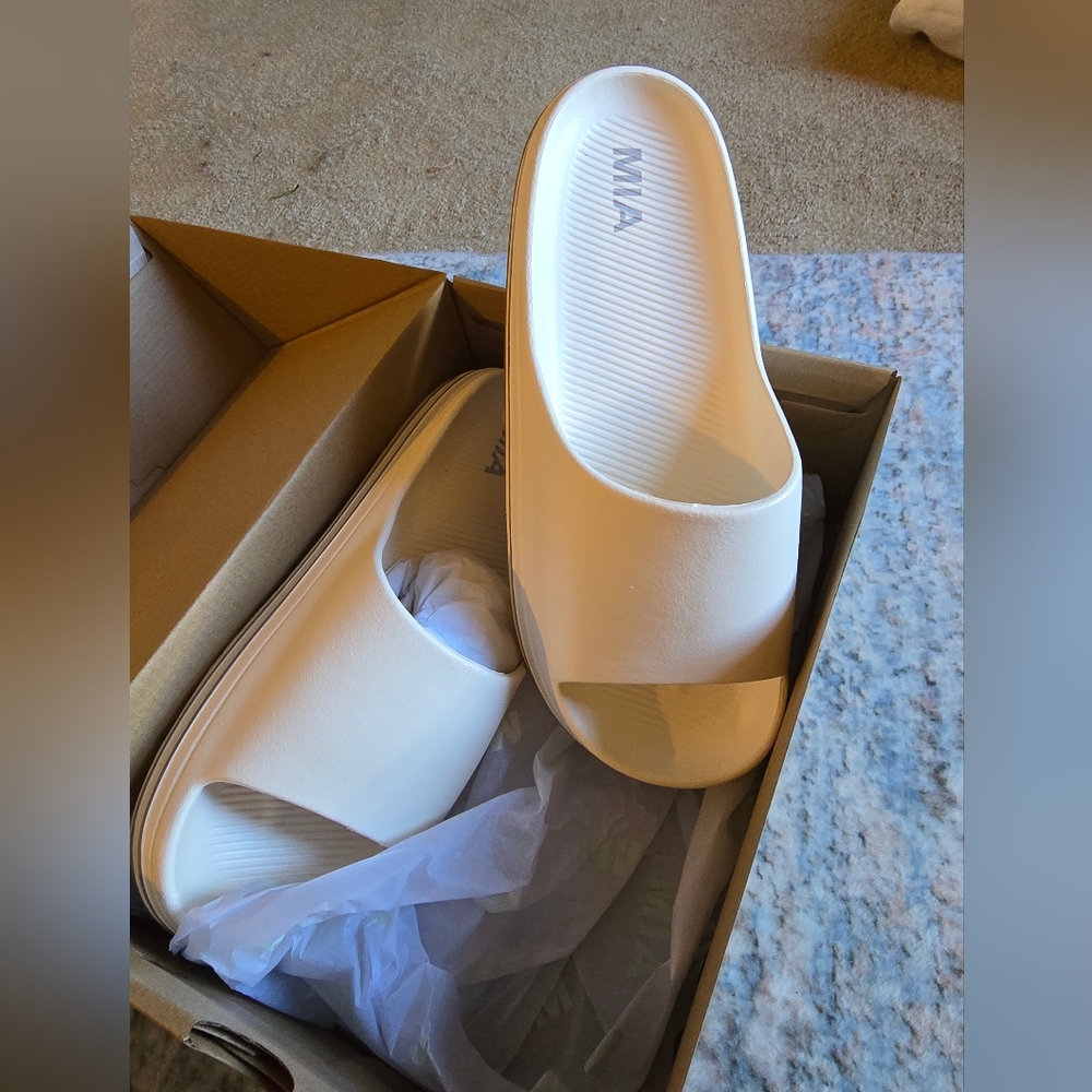MIA White Pool Slide Sandals